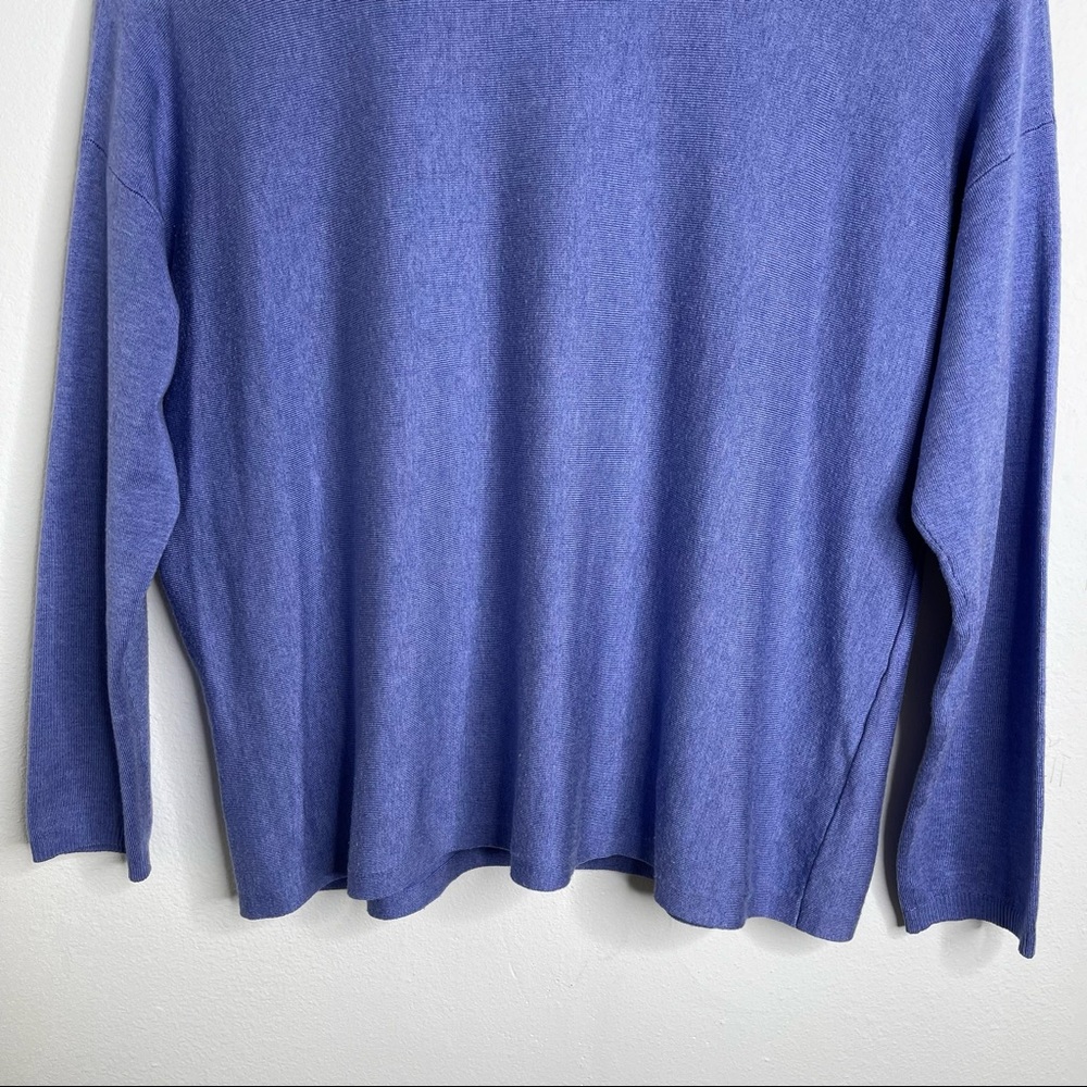 Eileen Fisher Periwinkle Lightweight Cozy Tencel Boxy Sweater Size L Petite - Picture 13 of 14